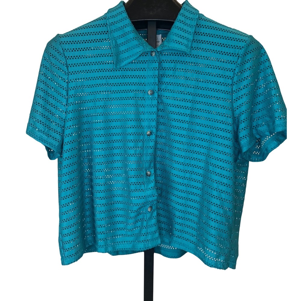 Hurley Teal Blue Cropped Mesh Swim‎ Shirt Women's XL